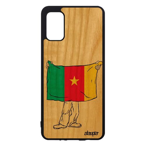 Coque A41 Bois Silicone Drapeau Cameroun Camerounais Coupe Du Monde Jo Original Can Foot Etui Republique Du Football Samsung Galaxy