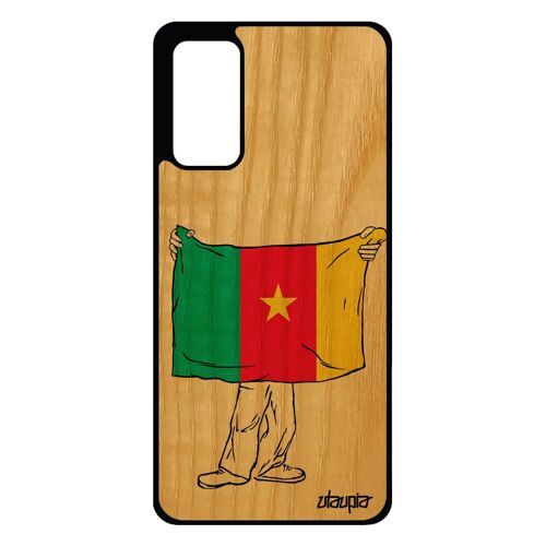 Coque S20 Fe En Bois Silicone Drapeau Cameroun Camerounais Jeux Olympiques Foot Can Football Portable Basket Frêne De Samsung Galaxy