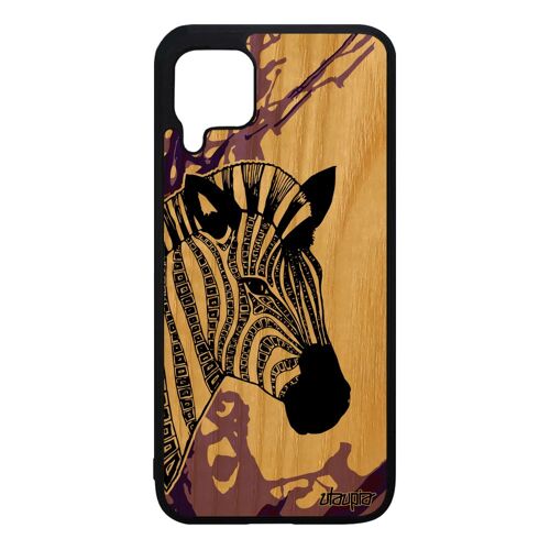 Coque Silicone Huawei P40 Lite Bois Zebre Design Noir Et Blanc Azteque Peinture Violet Ethnique Graphique Etui Rayure Animal Dessin