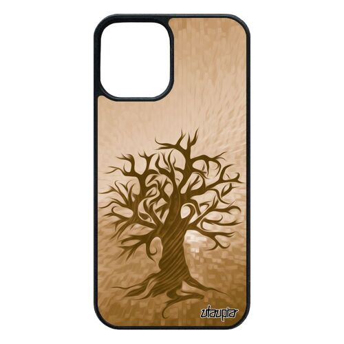 Coque peinture arbre iPhone 12 / 12 pro silicone naturel de vie nature foret zen artistique noir mobile ecologie motif alu TPU