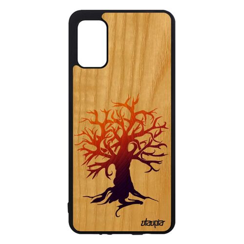 Coque A41 Bois Naturel Silicone Peinture Arbre Sm-A415f Personnalisé De Vie Design Portable Zen Ecologie Noir Orange Samsung Galaxy