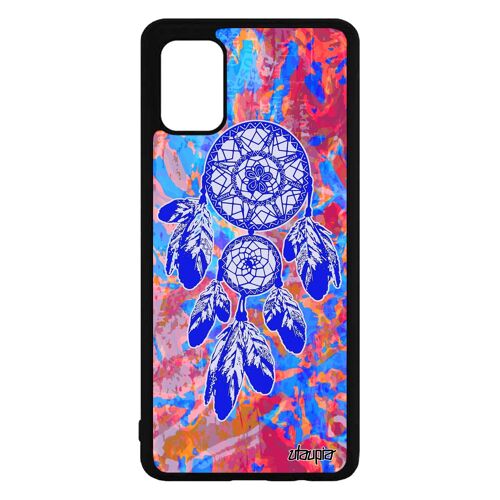 Coque attrape reve Galaxy A71 silicone SM-A715F/DS oriental dreamcatcher ethnique coquillage Femme hippie etui tendance Bleu Samsung