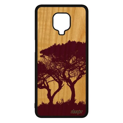 Coque Antichoc Pour Xiaomi Redmi Note 9s Bois Silicone Arbres Zen Branche Ecolo Violet Peinture Nature 4g Case De Made In France