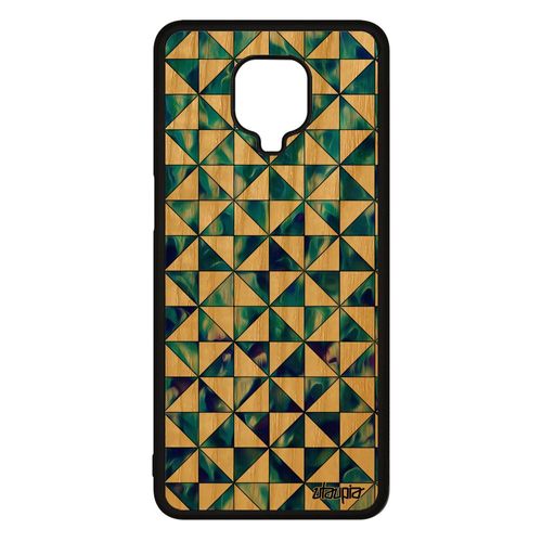 Coque En Bois Xiaomi Redmi Note 9s Silicone Design Carreau Cadeau Bleu Etui Motif Housse Effet Geometrie Coloré Marbre Carre 4g De