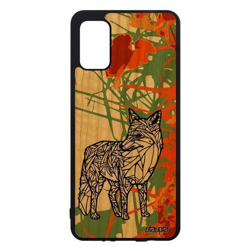 Coque Renard Samsung Galaxy A41 Bois Silicone Mobile Animaux Ethnique Case Tribal Noir Futé De Luxe Orange Polaire Pas Cher Dessin
