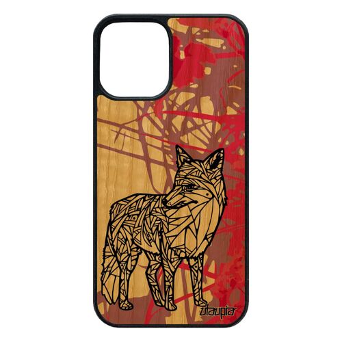 Coque Bois Pour Iphone 12 / 12 Pro Silicone Renard Azteque Tribal Nature Case Etui Personnalisé Coloré Garcon Dessin Animal De