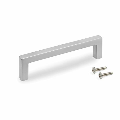 Emuca Poignée pour meuble Habana, L 136 mm, entraxe 128 mm, Zamak, Nickel satiné, 1 lot de 10 unités