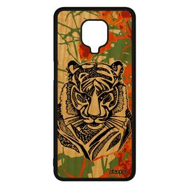 Coque Pour Xiaomi Redmi Note 9s Bois Silicone Tigre Ethnique Solide Afrique Dessin Bumper Predateur Azteque Orange Tribal Telephone
