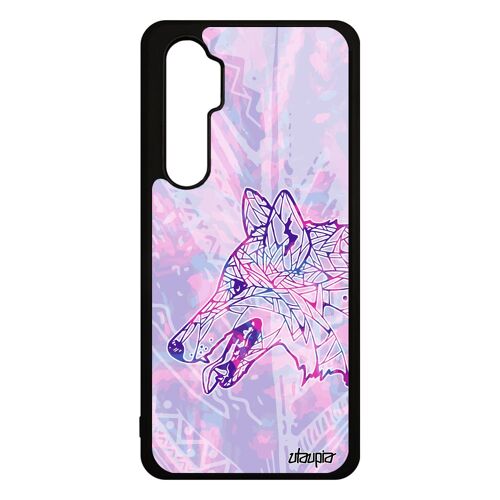 Coque pour mi Note 10 lite silicone loup Violet tribal husky telephone dessin azteque multicolore de protection chien plume Xiaomi