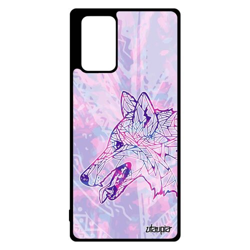 Coque en silicone loup Note 20 souple personnalisé multicolore plume Violet ethnique husky portable solitaire animaux Samsung galaxy