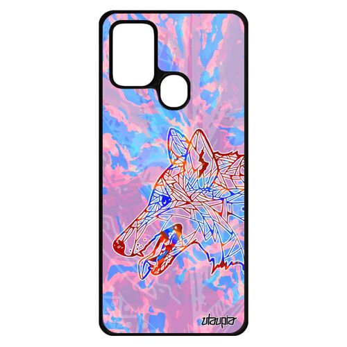 Coque Samsung Galaxy A21s Silicone Loup Multicolore Design Chien Mechant Plume Mobile Housse Azteque Pastel Homme Animaux Ethnique