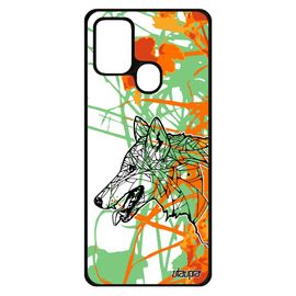 Coque Samsung Galaxy A21s En Silicone Loup Antichoc Garcon Orange Feuilles Pas Cher Nature Alpha Fleur Jolie Case Dessin Tribal