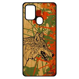 Coque Pour Samsung Galaxy A21s En Bois Et Silicone Loup Jolie Azteque Portable Orange Chien Garcon Dessin Animaux Sm-A217f Ethnique