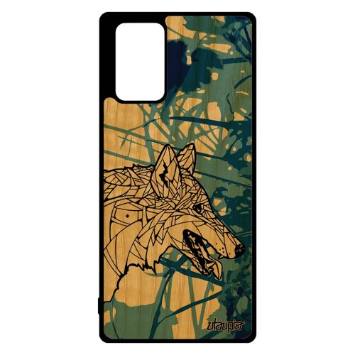 Coque Note 20 bois silicone loup dessin Bleu antichoc housse azteque chien mobile fille ethnique mechant telephone de Samsung galaxy