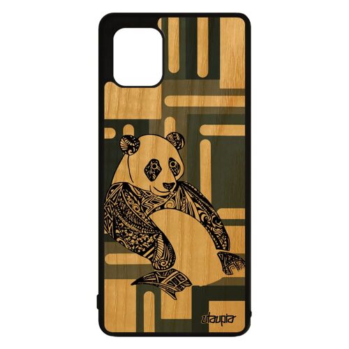 Coque Bois Panda Galaxy Note 10 Lite Silicone Smartphone Bamboo Animal Homme Azteque Ethnique Tribal Case Design Cubique Samsung