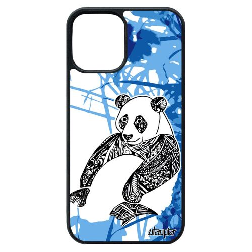 Coque silicone iPhone 12 pro max panda antichoc dessin fleur de luxe etui alu Bleu azteque souple nature paix feuilles rigide