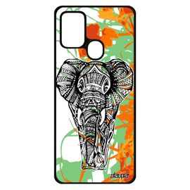 Coque Silicone Pour Samsung Galaxy A21s Elephant Feuilles Garcon Orange Azteque Tpu Ethnique Smartphone Design Animaux D'asie Case