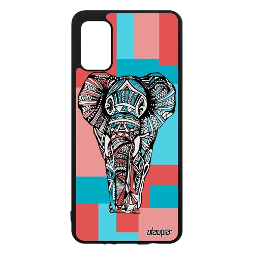 Coque Samsung A41 Silicone Elephant Zen Savane Carré Design Geometrique Azteque Antichoc Fantaisie Tribal Personnalisé D'asie Galaxy