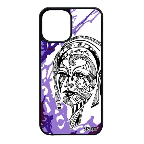 Coque Iphone 12 Mini Silicone Femme Art Antichoc Portrait Fille Couleur Etui Tribal Peinture Pas Cher Violet Rigide Arbre Fee