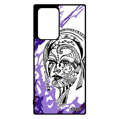 Coque silicone Note 20 ultra femme de protection tribal art florale 4G telephone Violet couleur ethnique peinture fee Samsung galaxy