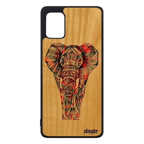 Coque en bois elephant A31 silicone ethnique homme cover animal multicolore Rouge azteque de protection case pastel Samsung galaxy