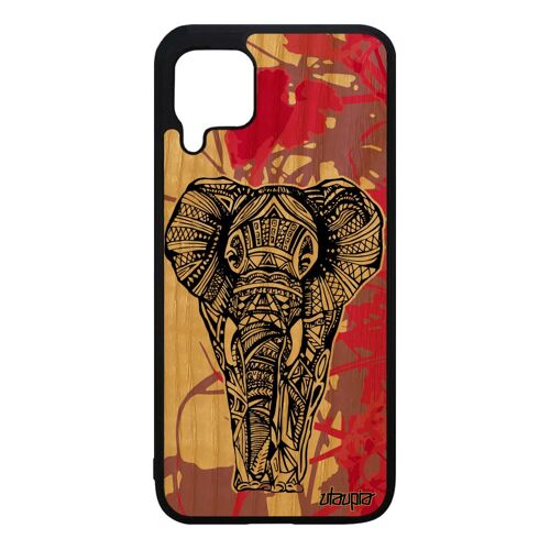Coque Pour Huawei P40 Lite En Bois Et Silicone Elephant Etui Rose Original Telephone Dessin Azteque Femme Gel Tribal Ethnique Housse