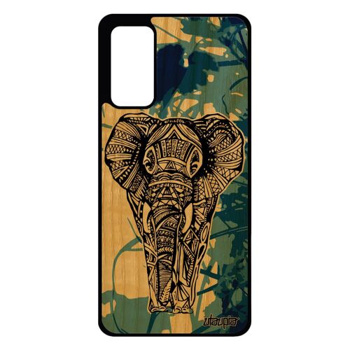 Coque elephant Samsung S20 FE bois silicone ethnique Bleu telephone mobile animal azteque coloré fille sagesse portable cover galaxy