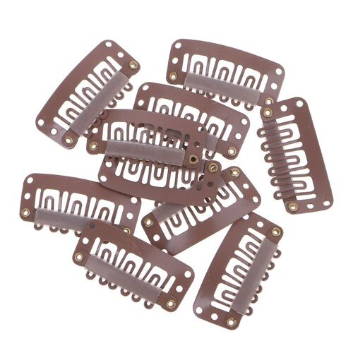 1 Lot De Pinces À Cheveux Brunes, 32mm, 10 Pièces, Pour Extension De Cheveux 