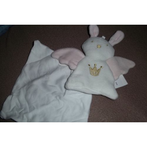 Doudou Cajou Ange  Avec Une Couronne Brodée Et Son Mouchoir Berlingot