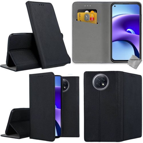 Housse Etui Coque Pochette Portefeuille Pour Xiaomi Redmi Note 9t 5g + Film Ecran - Noir Magnet