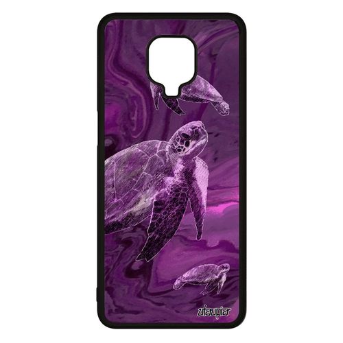 Coque Pour Xiaomi Redmi Note 9s En Silicone Tortue Personnalisé Ocean Peinture Animal Marin Marbre Design Luth De Protection Violet