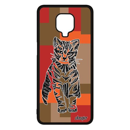 Coque En Silicone Chat Xiaomi Redmi Note 9 Pro De Protection Felin Cube Motif Case Dessin Azteque 4g Ethnique Chaton Marron Animaux