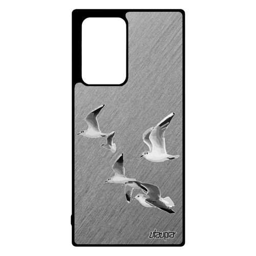 Coque de protection Samsung Note 20 ultra en silicone oiseaux mouettes gris nature animal effet rigide marin texture portable galaxy