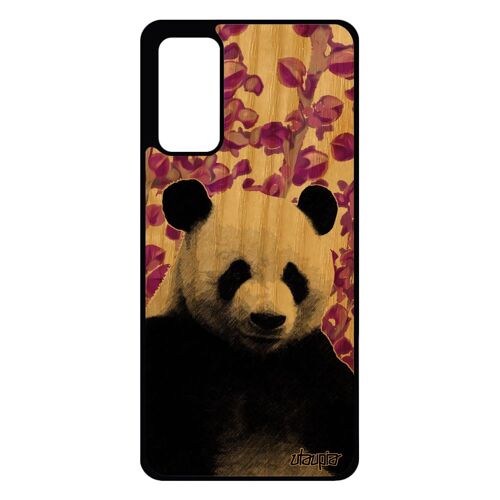 Coque bois panda S20 FE silicone ecologie animaux ours antichoc design ecolo nature plante personnalisé bumper rose Samsung galaxy
