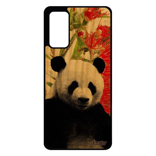 Coque silicone S20 FE bois panda vert 4G peinture design ecologie animaux geant fleurs nature portable ecolo ours Samsung galaxy