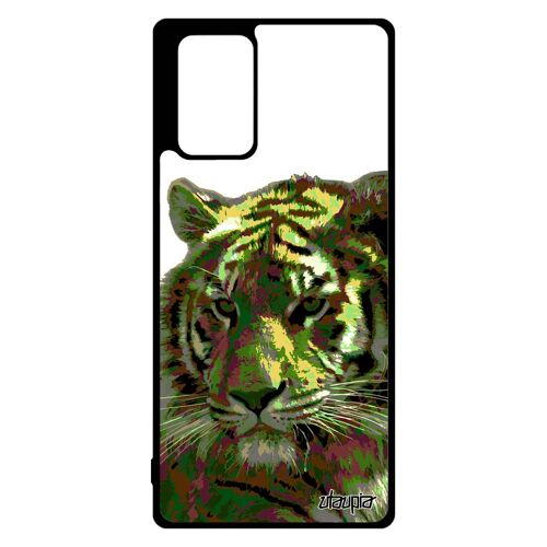 Coque Samsung Galaxy Note 20 silicone tigre pop art peinture tigresse vert animaux du bengal etui animal sauvage design personnalisé