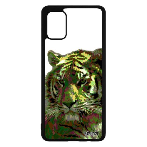 Coque Tigre Samsung A71 En Silicone Fauve Design Du Bengal Tigresse Felin Smartphone Noir Pop Art Vert Animal Peinture Galaxy