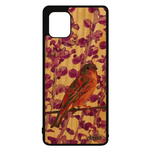 Coque bois silicone pour Galaxy Note 10 lite oiseau animaux design petit souple nature plante de protection rose moineau 4G Samsung