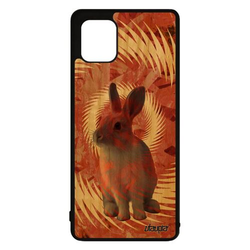 Coque Pour Note 10 Lite En Bois Silicone Lapin Lièvre De Paques Nain Noir Orange Personnalisé Design A81 Texture Joli Samsung Galaxy