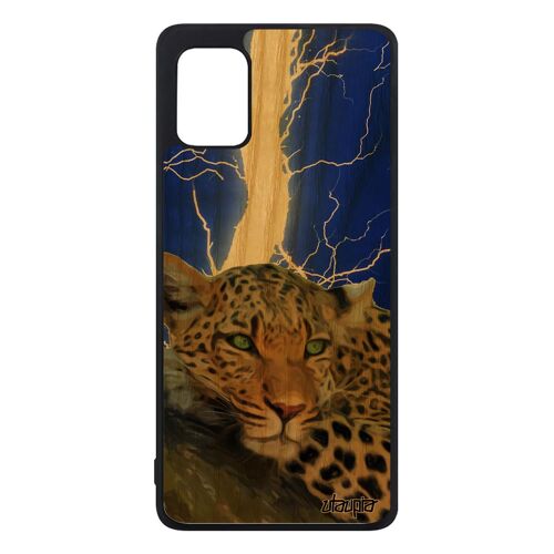 Coque Silicone Leopard Guepard Jaguar A31 En Bois Design Fauve Animaux Eclair Foudre Portable Afrique Made In France Samsung Galaxy