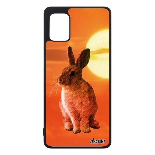 Coque Samsung A31 En Silicone Lapin Dessin Lapine Belier Animaux Ciel De Paques Orange Design Portable Animal Lièvre Mignon Galaxy