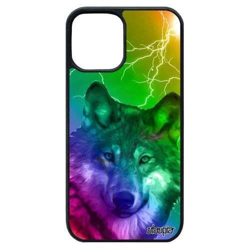 Coque iPhone 12 pro max en silicone loup smartphone multicolore vert unique alpha 128 Go predateur louve de protection design