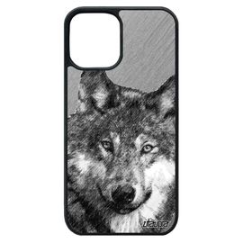 Coque Iphone 12 Pro Max Silicone Loup Housse Animaux Design Metal Animal Alpha Predateur Lupus Gris Effet Louve Made In France