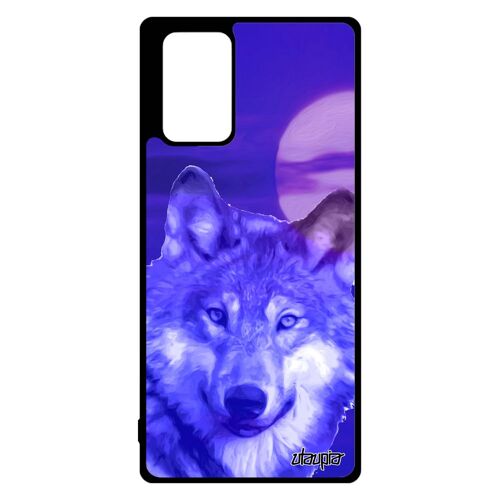 Coque Pour Samsung Note 20 Silicone Loup Lune Predateur Rigide Animaux Housse Animal Unique Ciel Louve Nuit Design Alpha Etui Galaxy