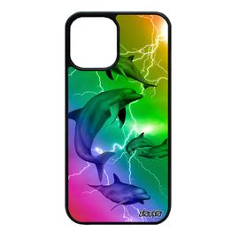 Coque Dauphin Iphone 12 Mini Silicone De Protection Mer Arc En Ciel Animaux Etui Marsouin Jaune Metal Eclair Et Made In France
