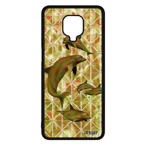 Coque Redmi Note 9s silicone dauphin animaux fonds marins etui mer design geometrie graphique smartphone telephone vert ocean Xiaomi