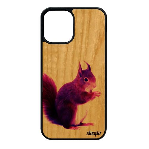 Coque Silicone Iphone 12 Mini Bois Ecureuil Foret Peinture Mignon Telephone Nature Animaux 4g Violet Animal Antichoc Portable