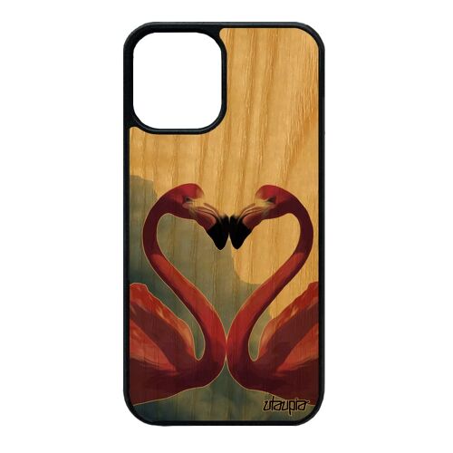 Coque Iphone 12 Mini Bois Silicone Flamand Rose Etui Oiseau CUr Ciel Animal Noir Motif Nuage Amour Gris Love Animaux Mobile