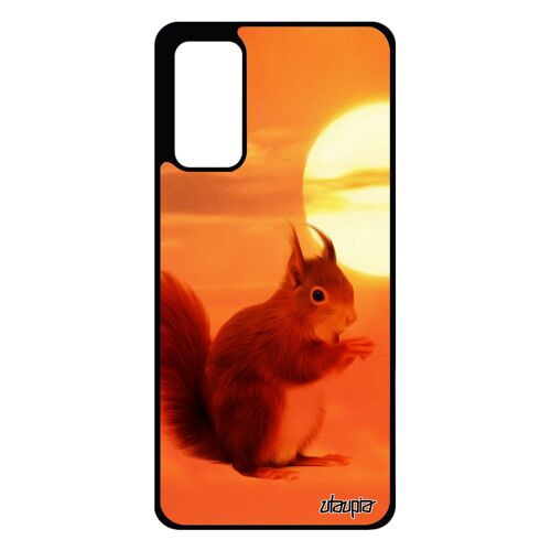 Coque pour Galaxy S20 FE silicone ecureuil roux telephone animal orange couché de soleil smartphone petit etui mignon foret Samsung