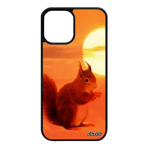 Coque Pour Iphone 12 Mini En Silicone Ecureuil Roux Animaux Foret Aluminium Personnalisé Design Animal Orange Couché De Soleil